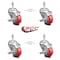 Service Caster 3 Inch Red Polyurethane Swivel 3/8 Inch Threaded Stem Caster Set with Brake SCC-TS20S314-PPUB-RED-TLB-381615-4 - alternate 2